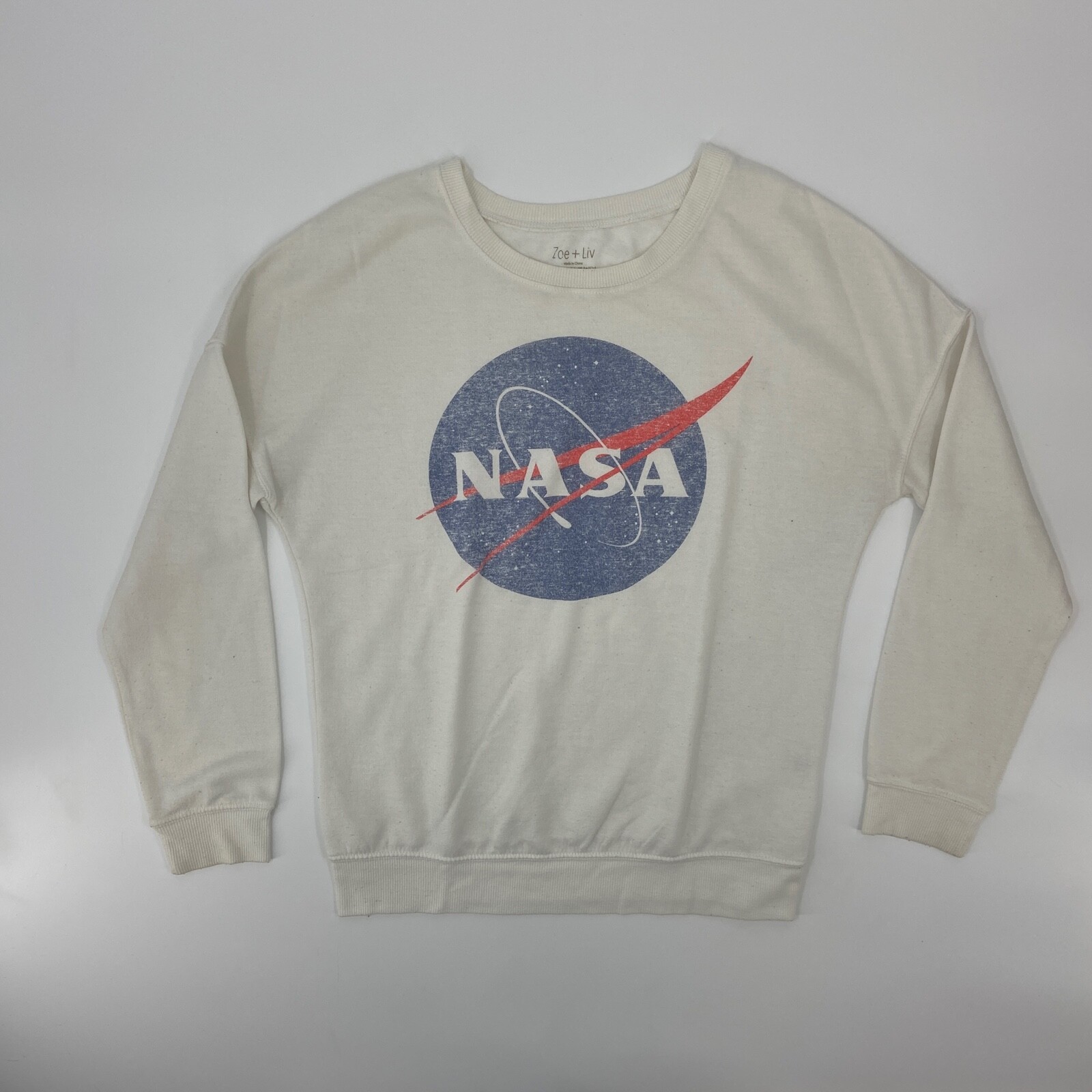 Nasa Sweater Womens Medium White Blue 