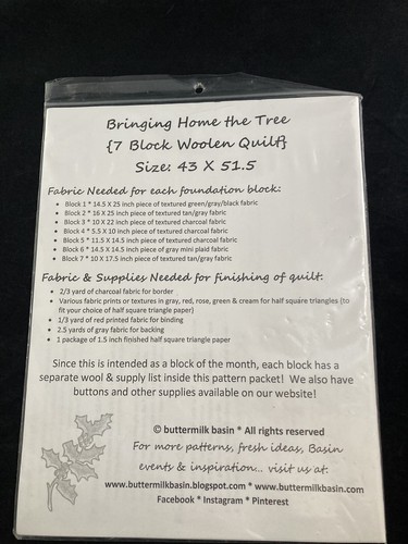 Buttermilk Basin "Bringing Home the Tree" 7 Block Woolen Christmas Quilt Pattern - 第 4/5 張圖片