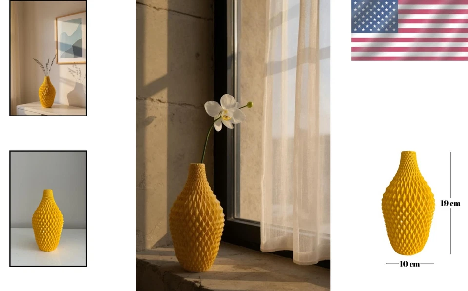 Jarrón decorativo contemporáneo de 19 cm - Polvo de piedra hecho a mano para decoración versátil Foto 2 de 4