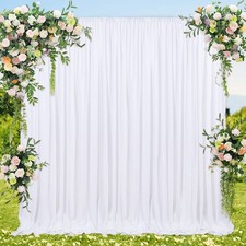 2 PCS White Backdrop Curtains 5x8ft Polyester Photo Drapes Party Decor
