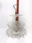Vintage FEDERAL GLASS Lou Glazer 3 Tier Petal Glass Stand Server 11x14 PERFECT