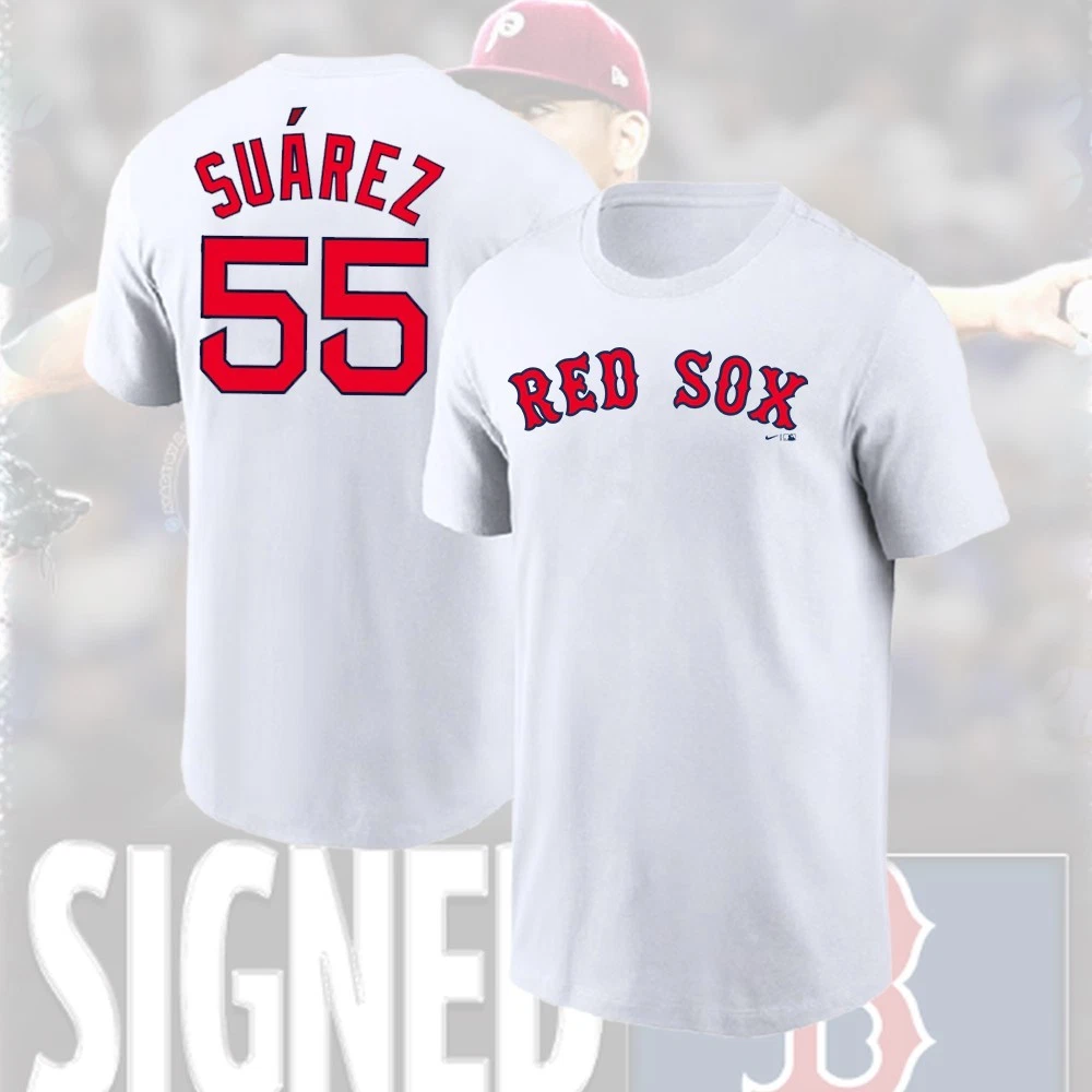 Ranger Suárez Boston Red Sox 2026 Player Name & Number Double Sided T-Shirt