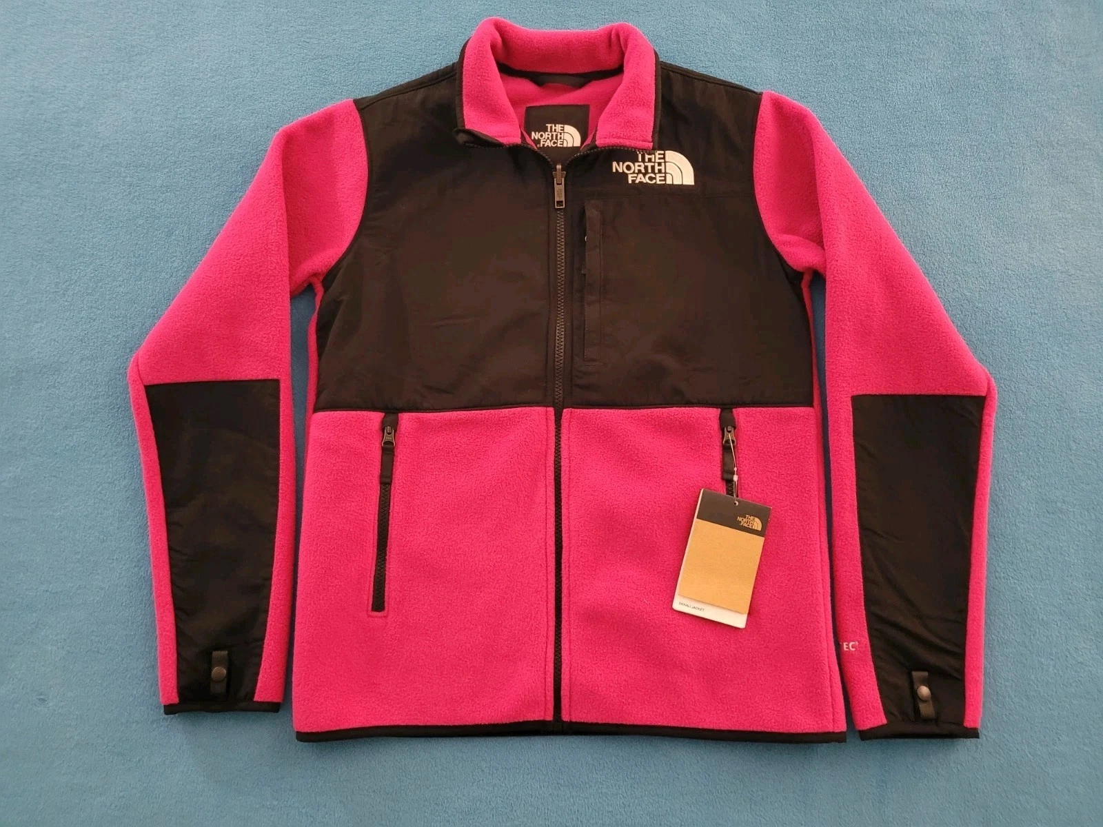 The North Face Denali Teen Fleece Jacket Zip Up Fusia Black Youth Sz XL Polartec