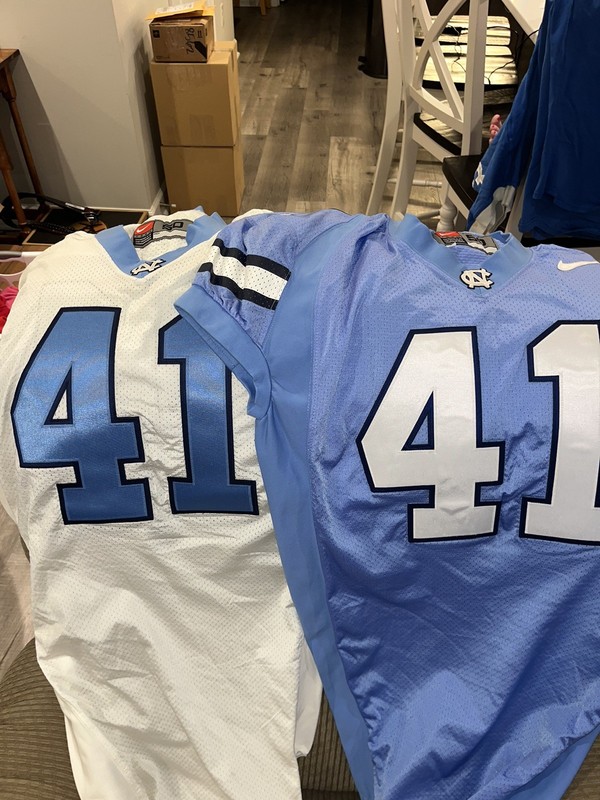 Matching Pair Of UNC Tarheel Game Used Football Jerseys #41 Size 50 Large