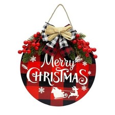 Christmas Door Decorations, Buffalo Plaid Christmas Wall Decor for 1Pieces