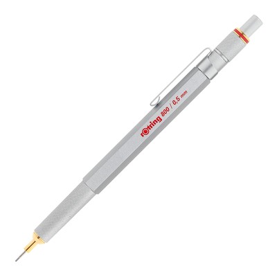 rOtring 800 Druckbleistift mit Einzug   0,5 mm   Silber Silber 0,5mm Druckbleist