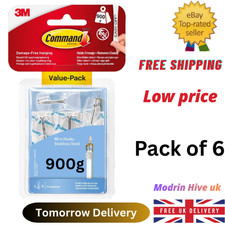 Command Wire Toggle Medium Hook, Pack of 6 Hooks and 8 Adhesive Strips, Transpar 1.90 per strip