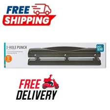 Pen+Gear 3-Hole Punch, 12 Sheet Capacity, Black