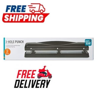 Pen+Gear 3-Hole Punch, 12 Sheet Capacity, Black