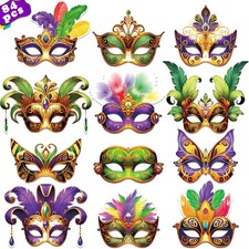 80UncleKimby 84PCS Mardi Gras Masks Bulk Set: Party Decorations Carnival Favors(