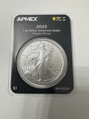 APMEX 2025 1 oz Silver American Eagle Eagle Privy Coin .999 Fine ID# 313226