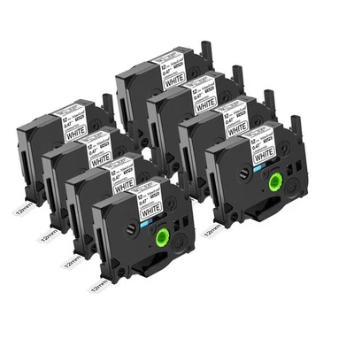LABELTAPE 8pk Brother P-Touch Drucker kompatibel TZE-231 Schriftband 12mm weiß mit schwarz