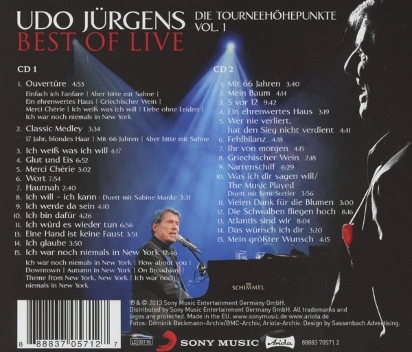 Best of Live-die Tourneehöhepunkte-Vol.1 von Jürgens,Udo | CD | - Bild 2 von 2