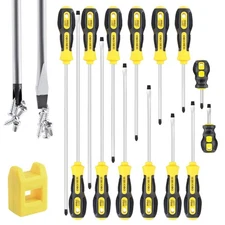 Magnetic long Screwdriver Set 14 PCS,7 Phillips and 7 Flat Head Precision Scr...