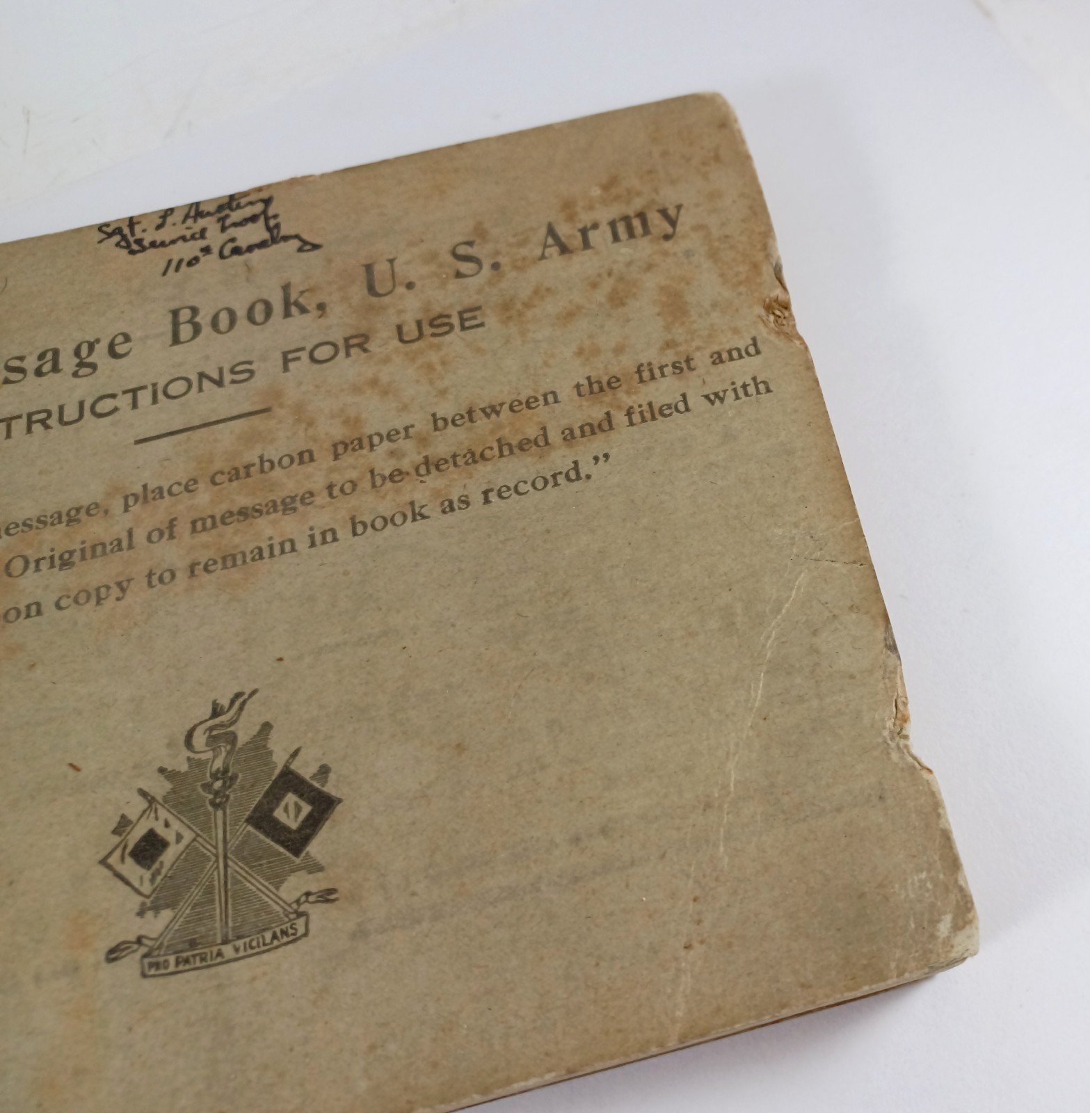 Antique 1917 U.S Army Signal Corps Field Message Book, Pages Unused 
