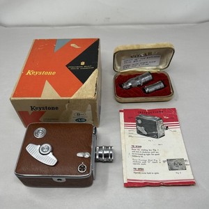 Keystone Olympic K-32 Brown 8mm Roll Film Movie Camera w/3 Lens