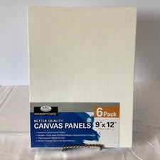 Royal Langnickel Essentials 6 Pk White Canvas Panels 9" X 12" - Brand New Sealed
