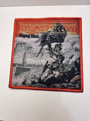 DEATHROW, RAGING STEEL, RED BORDER, 4X4 INCHES, WOVEN PATCH