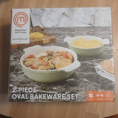 2-piece Oval Ceramic Stoneware Set 8.2x6.5x2.2 10x8.2x2.3 Inches Master Chef