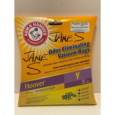 Arm & Hammer Odor Eliminating 3 Count Vacuum Bags Hoover Size Y Allergen New