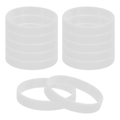 Silicone Rubber Bracelet, 12 Pcs Solid Wristband, Color Blank Rubber Band, White
