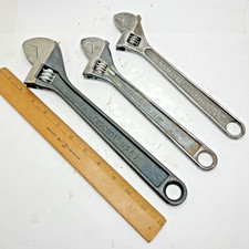 Vintage Lot of (3) Crescent Tools 12" & 10" Adjustable Wrench Set Made in USA