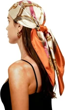 35 Inch Wild Rag Cowboy Scarves for Men Large Rancher Neckerchief Silk Orange