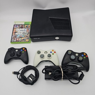 Microsoft Xbox 360 S 1439 4GB Black System Console 3 Controllers Bundle  TESTED 