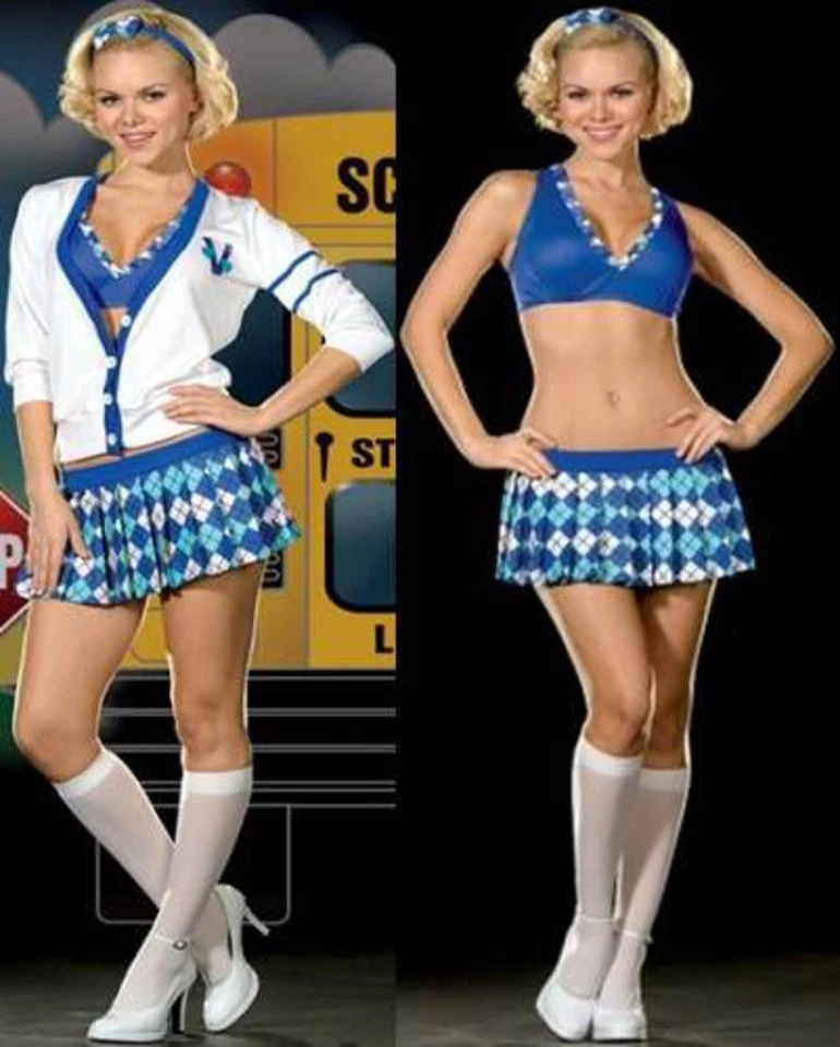 Dreamgirl Blue Argyle Plaid Schoolgirl Costume Set High school sweetheart NEW - Image 2 of 3