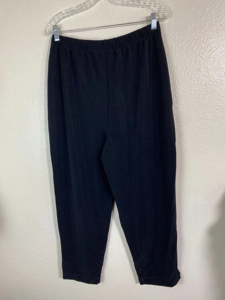 Pantalones Susan Graver para mujer negros talla grande Petite tejido líquido elástico Foto 2 de 4