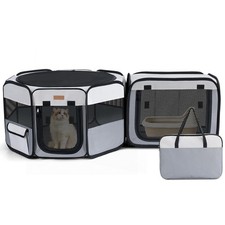 Portable Cat Playpen, 47"  16" Cat Playpen, 2-in-1 Dog Playpen Indoor Outdoo...
