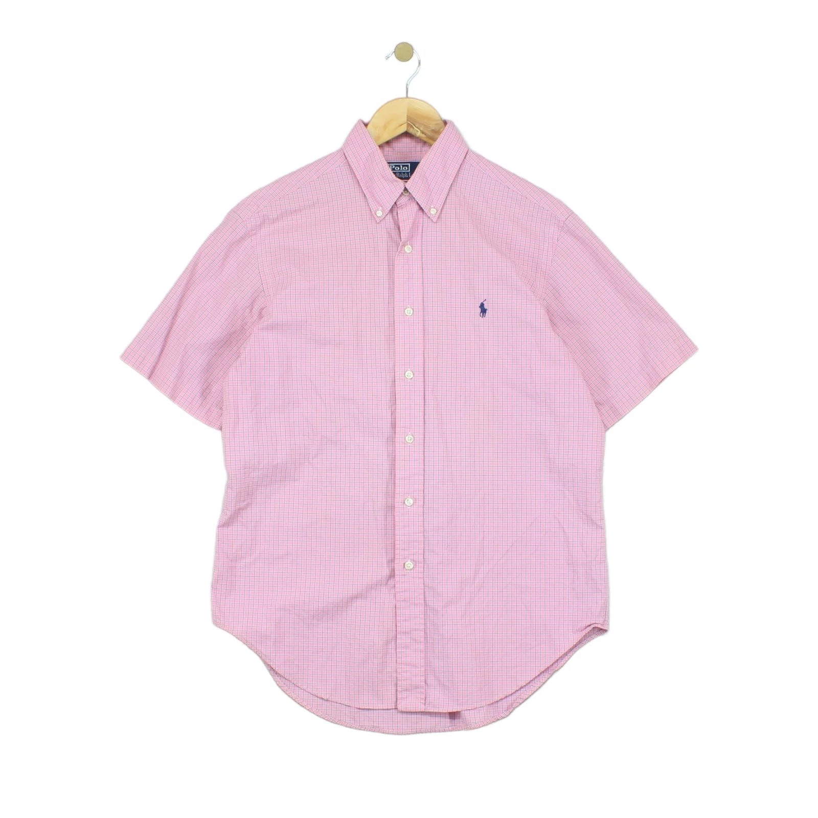 Vintage Ralph Lauren Shirt Mens Size M Pink Short Sleeve Classic Fit