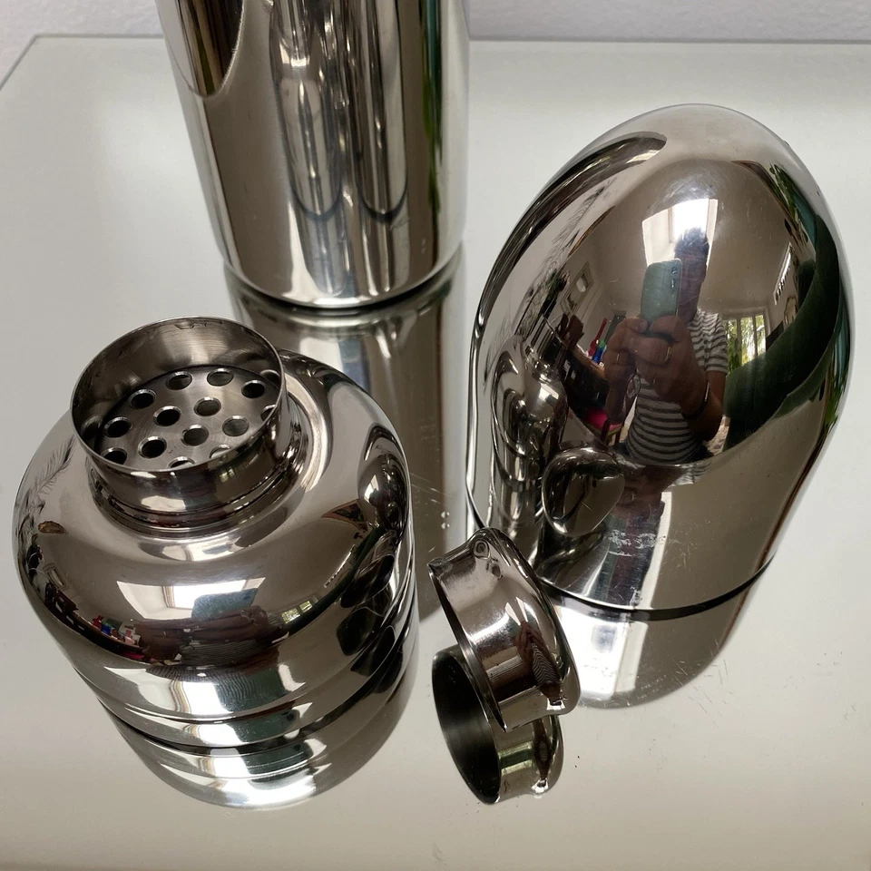 Coctelera Bala Cromo Acero Inoxidable Art Deco Metrokane Bar Navidad Foto 3 de 4