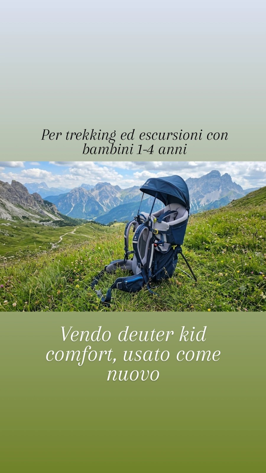 Deuter Kid Comfort zaino portabimbo trekking blu/grigio con tettuccio raincover.