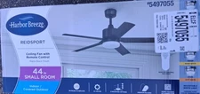 Harbor Breeze Reidsport 44" Matte Black 5 Blade Indoor/Outdoor Ceiling Fan NEW