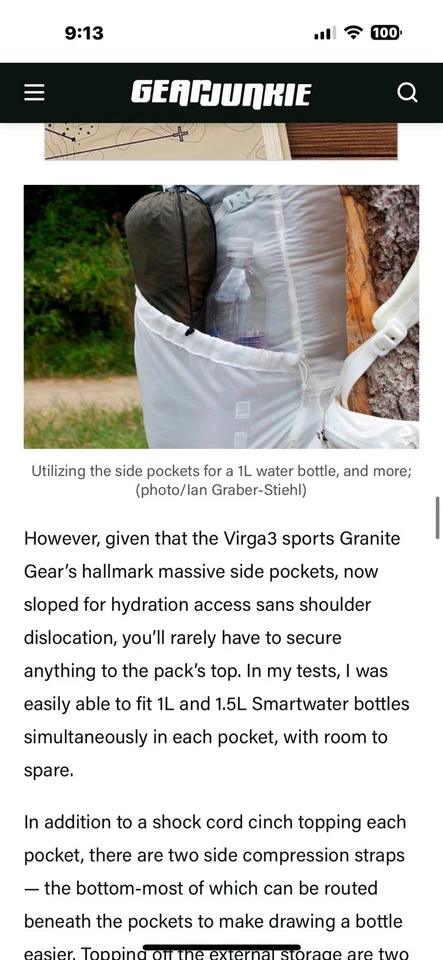 Mochila Granite Gear Virga3 Blanca Ultraligera Peso Unisex 55L Mujer Bolso Senderismo Foto 3 de 4