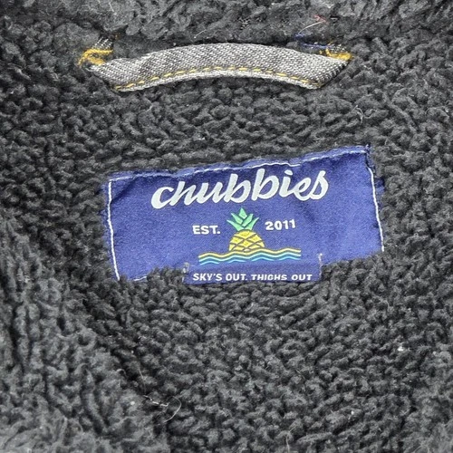 Chubbies Men's Fade Gray Denim Sherpa Black Lined Trucker Jacket Pockets Size M image 15