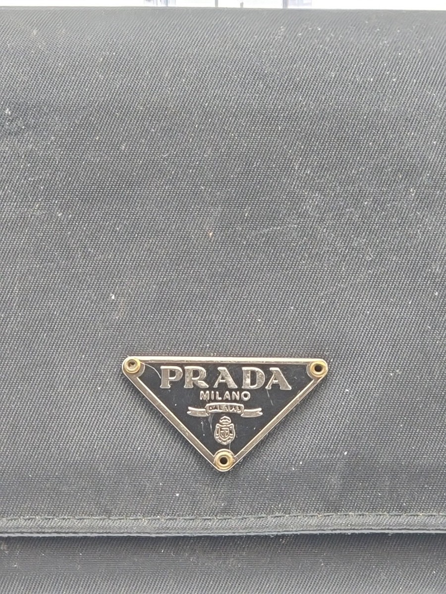 Prada black Tessuto Nylon Triangle Logo Bifold Wallet | eBay