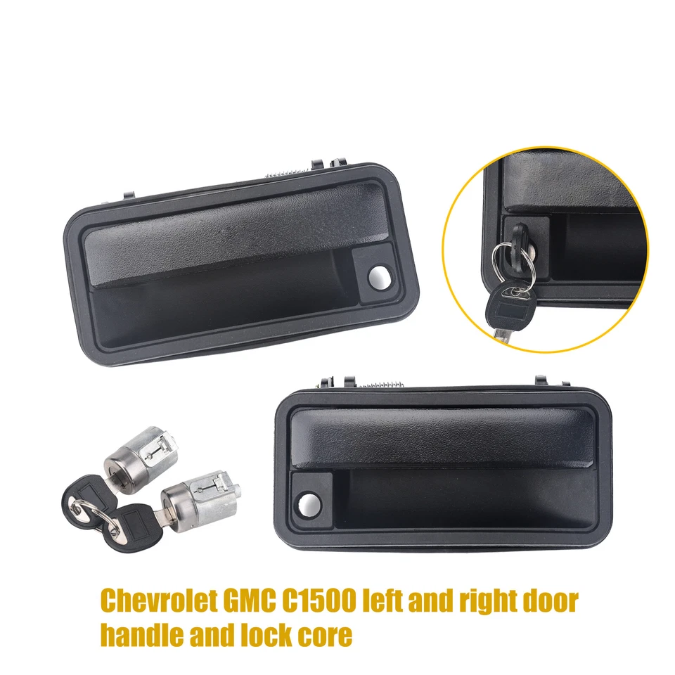 Manijas de puerta delanteras exteriores e interiores con cilindro de bloqueo para Chevrolet GMC C/K1500 Foto 2 de 4