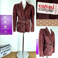 Vintage Casual Corner Rust Red Suede Penny Lane Coat Jacket Belted Size U.k. 10