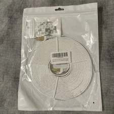 Flat Cat7 Ethernet Patch White Cable  25 FT U/FTP LAN White