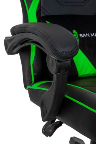 Poltrona imbottita sedia girevole da Gaming nero verde con ruote girevole 360° - Foto 12 di 16