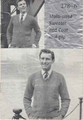 VINTAGE P&B WOLLE STRICKANLEITUNG FÜR PULLOVER UND MANTEL