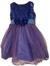    Sequins Mesh Beautiful Girls Dress Size 12 Royal Blue