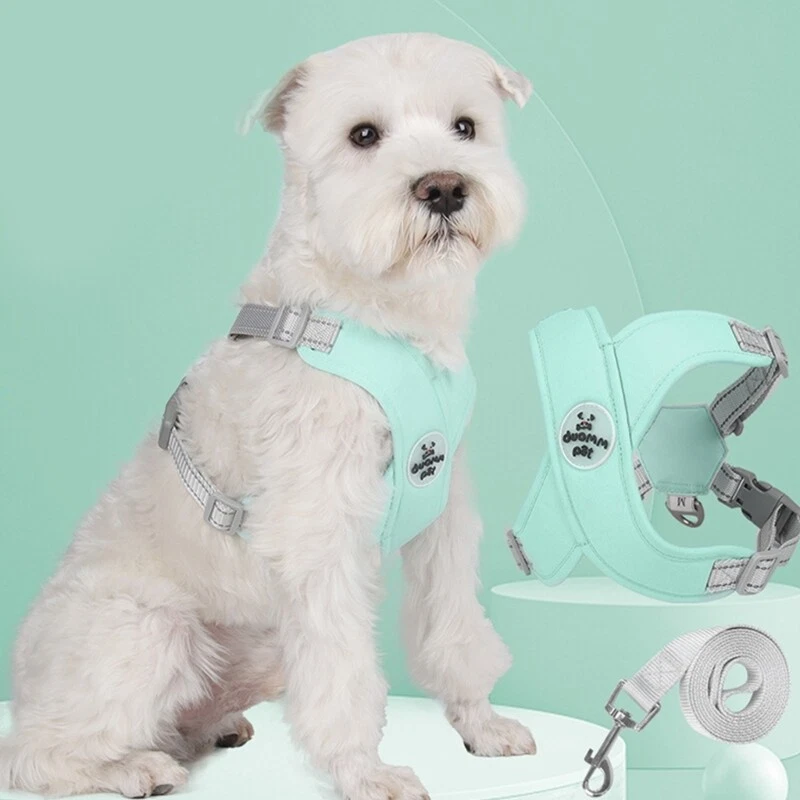 Dog Harness No Pulls with Leash Metal D-Ring Reflective Pet Vest No Choke