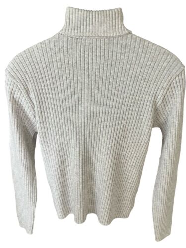 Pierre Cardin Turtleneck Sweater Women's Large Ivory Ribbed Long Sleeve Made USA - Picture 2 of 8