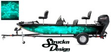 Crappie Fishing Boat Bass Fish Teal Decal Black USA Graphic Vinyl Wrap Skeletons