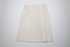 Vintage 90s Streetwear Womens 18 Blank Knit Full Length Business Skirt Beige