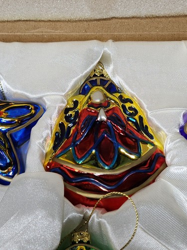 Handblown GLASS Christmas Religious Ornament Vintage Vibrant New Set Of 6 Church - Picture 5 of 10