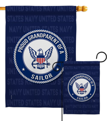 Proud Grandparent Sailor Garden Flag Navy Armed Forces Gift Yard House Banner